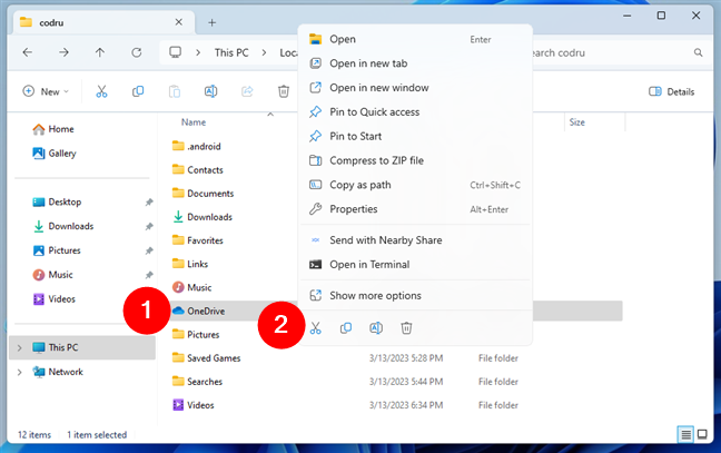 Cut the OneDrive folder