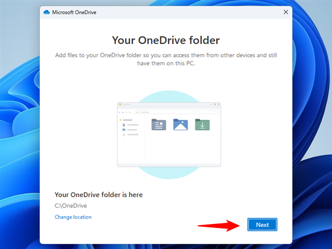 The location of OneDrive has been changed