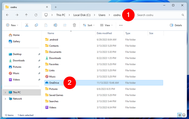 Go to the location of the OneDrive folder