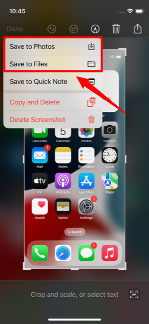 Decide where screenshots go on iOS