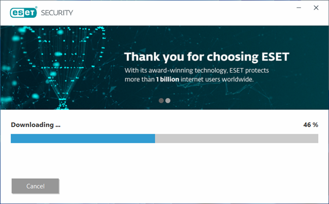 The setup wizard is downloading the required files for ESET Smart Security Premium