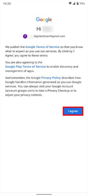 Select Google from the list