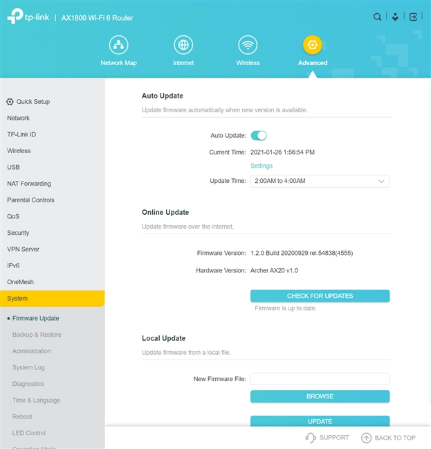 TP-Link Archer AX20 - Advanced settings