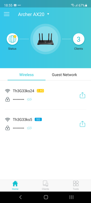 The Tether app works with TP-Link Archer AX20