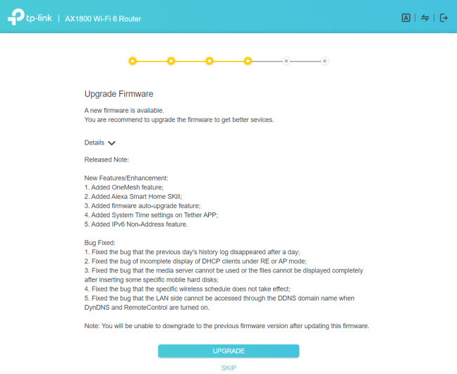 TP-Link Archer AX20 - upgrade firmware