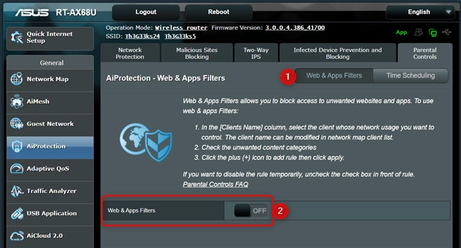 Enable Web & Apps Filters on your ASUS router