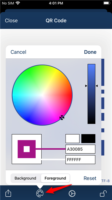 Customizing a QR code on an iPhone