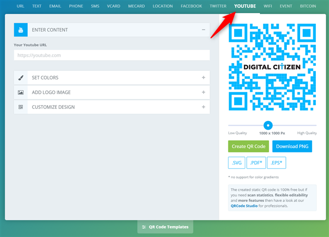 How to create a QR code for a video on YouTube