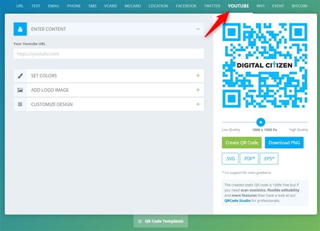 How to create a QR code for a video on YouTube