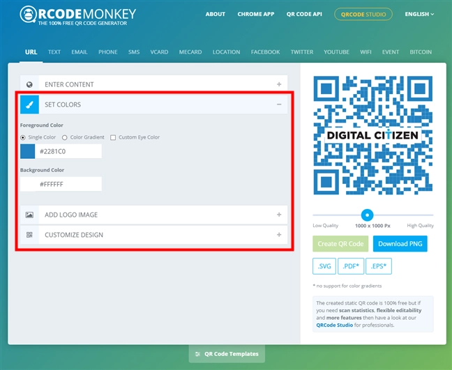 Customizing the QR code