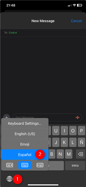 How to change the keyboard on iPhone by touching-and-holding the Globe icon