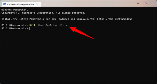 Kill the OneDrive process from PowerShell