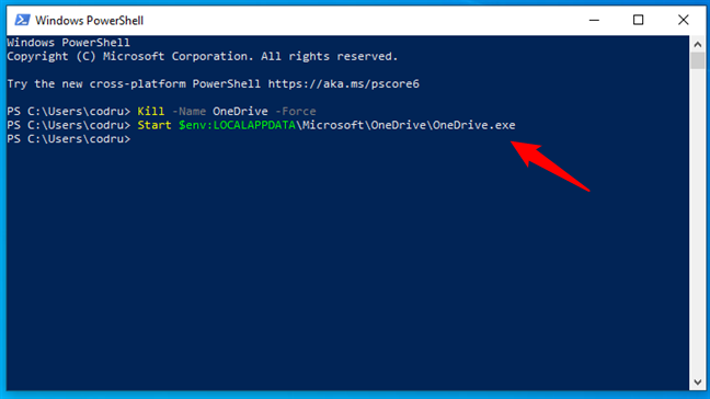 OneDrive force sync in Windows 10 from PowerShell