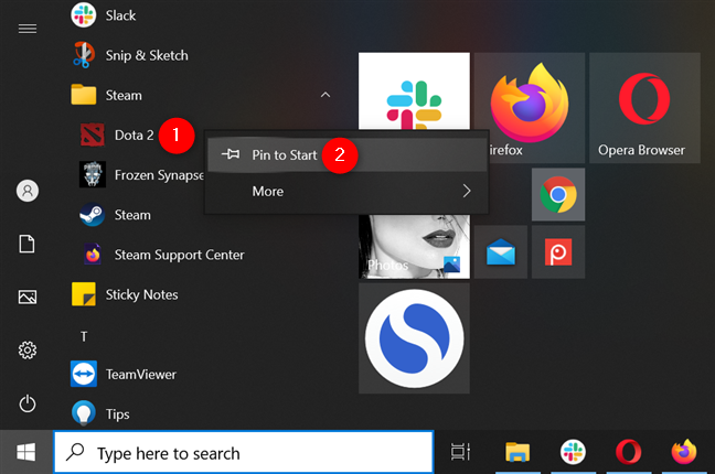 How to pin Steam games to Start from the right-click menu