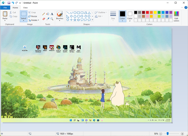 Screenshot of the whole screen, pasted in Paint