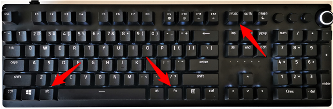 Screenshot shortcut keys for keyboards with an Fn key