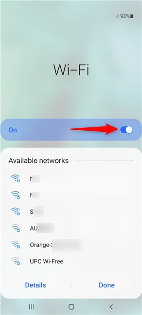 Make sure the Wi-Fi switch is On to display networks