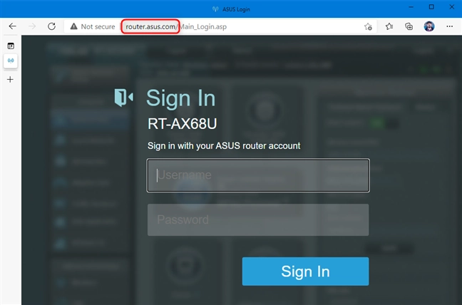 Navigate to router.asus.com and sign in