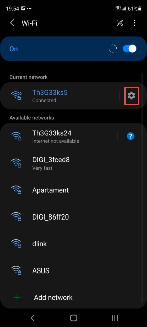 Tap the gear icon next to your Wi-Fi connection