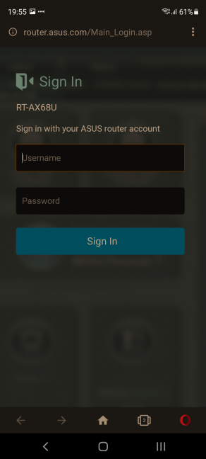 Sign in to your ASUS router from Samsung Galaxy