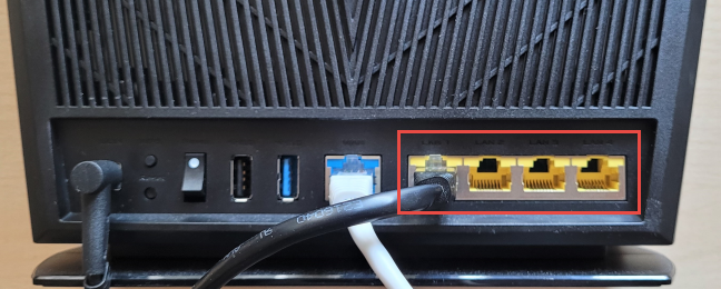 Connect to your ASUS router using an Ethernet cable