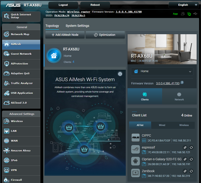 ASUS RT-AX68U works with AiMesh