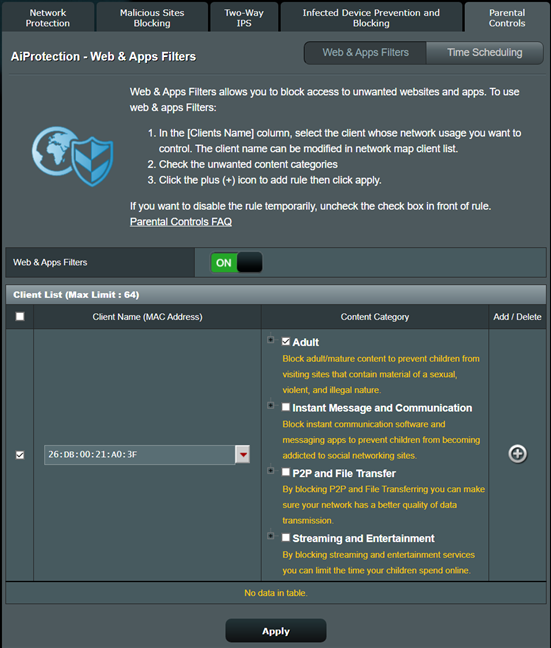 Parental Controls on ASUS RT-AX68U