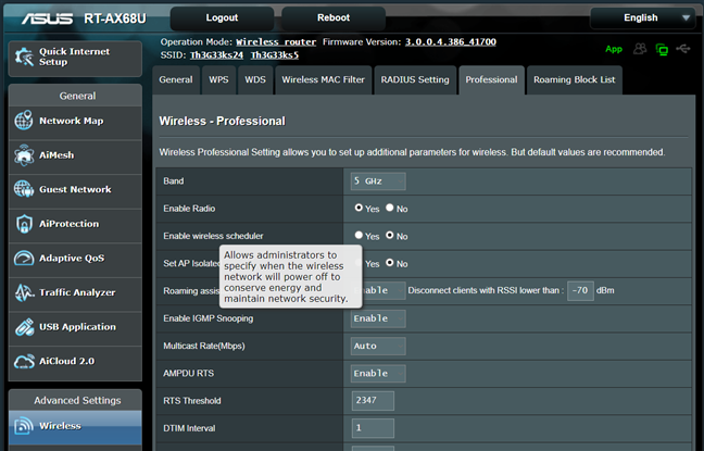 See more info about a setting on ASUS RT-AX68U