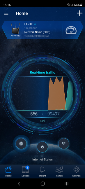 The ASUS Router app works with ASUS RT-AX68U