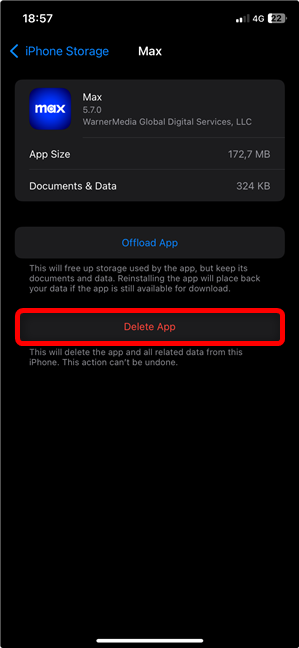 Use the Offload Unused Apps switch to turn the setting or or off