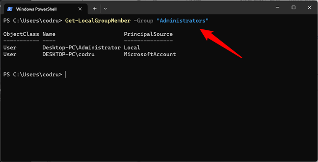 List local group members in PowerShell