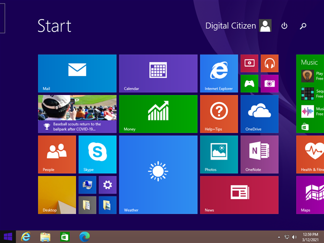 Windows 8.1 desktop and Start Screen