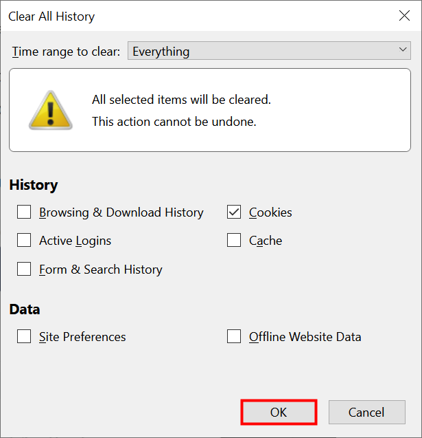 how to delete firefox history and cookies