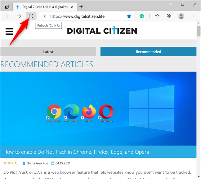 Press to Refresh your tabs in Edge