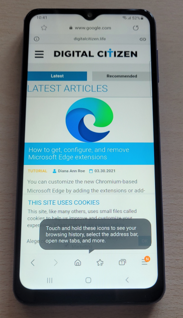 Browsing the web on the Samsung Galaxy A32 5G
