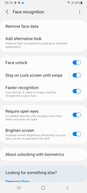 Face recognition is available on the Samsung Galaxy A32 5G