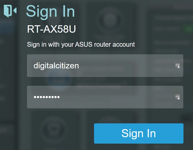 Log in to your ASUS router