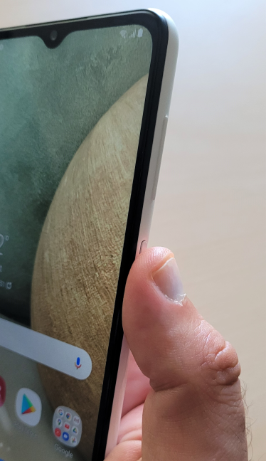 The fingerprint sensor on the Samsung Galaxy A12