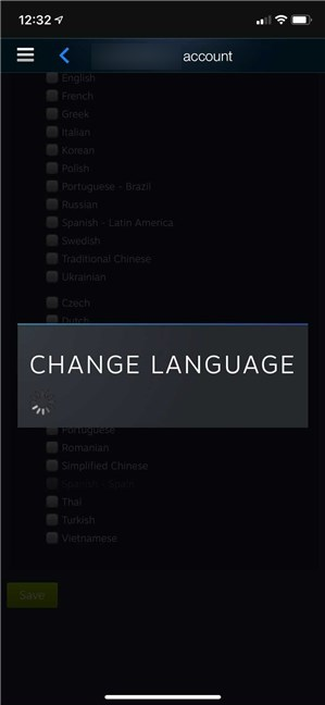 Steam immediately changes the language it's displayed in