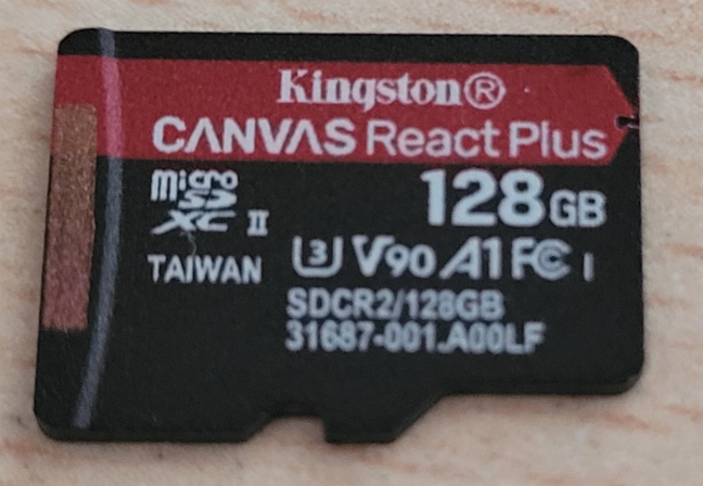 The Kingston Canvas React Plus microSD card