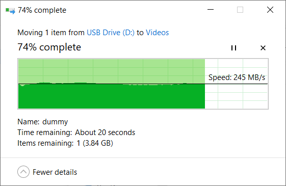 The reading speed of the Kingston Canvas React Plus