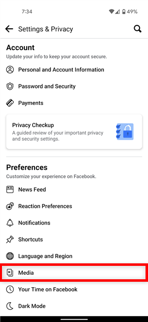 Access Media for the option to turn off FB sounds