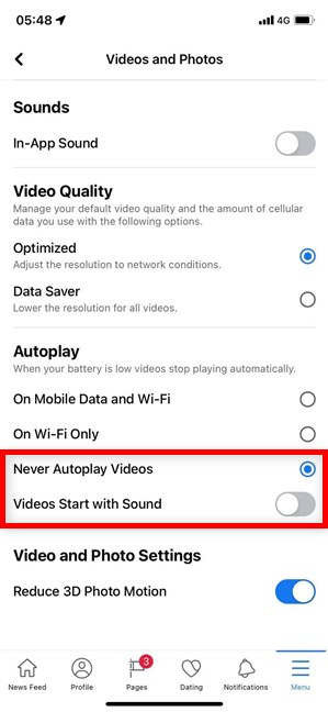 How to stop sounds on Facebook when it comes to videos autoplaying on iPhone