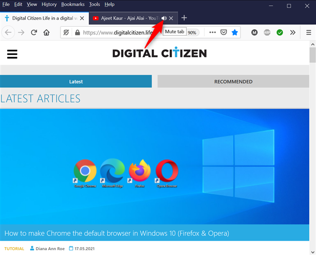 How to mute a tab in Firefox with one click or tap