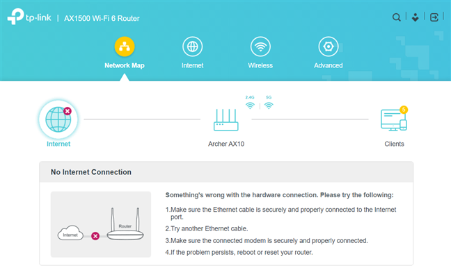 The PPPoE internet connection is not working