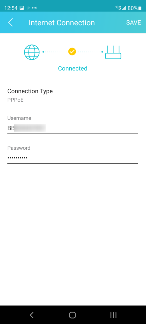 Set up your PPPoE connection in the Tether app