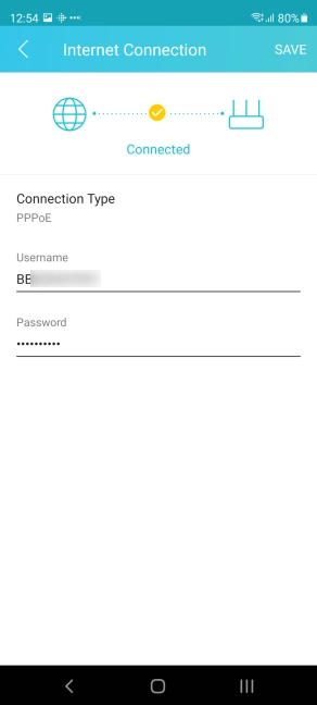 Set up your PPPoE connection in the Tether app