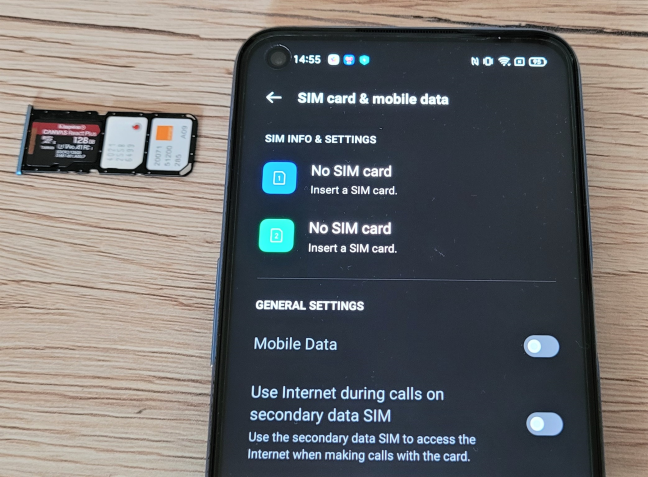 realme 8 5G takes two SIM cards and a microSD