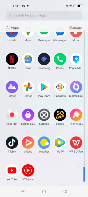 Apps preinstalled on the realme 8 5G