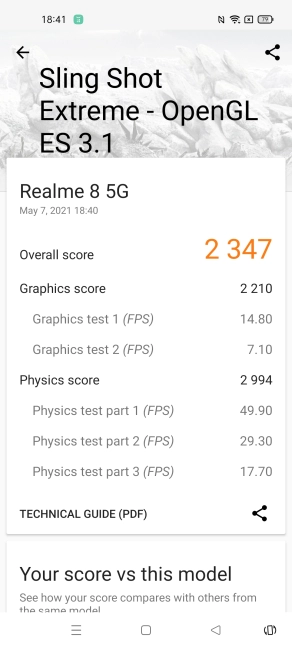 realme 8 5G - 3DMark score